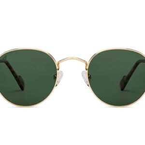 Gold & Green Full Rim Round Sunglasses