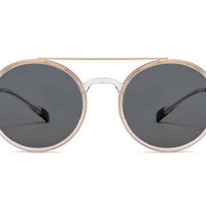 Gold Transparent Full Rim Round Sunglasses